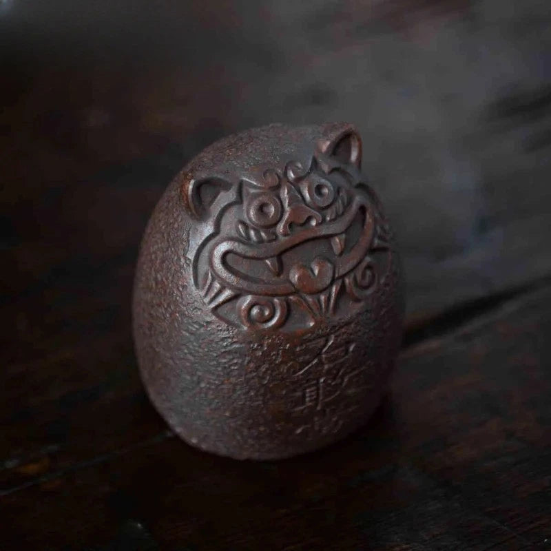 5.8cm Yixing Purple Clay Shigandang Tiger Stateu Handcarved Tea Pet Ornament 07FC0E-D4 - KOEEK