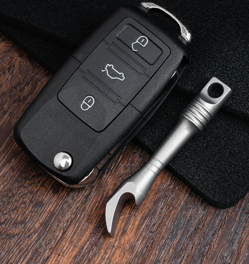 Mini Titanium Keychain Pry Bar Crowbar Bottle Opener Necklace Pendant Multi EDC 07FC0E-D4 - KOEEK