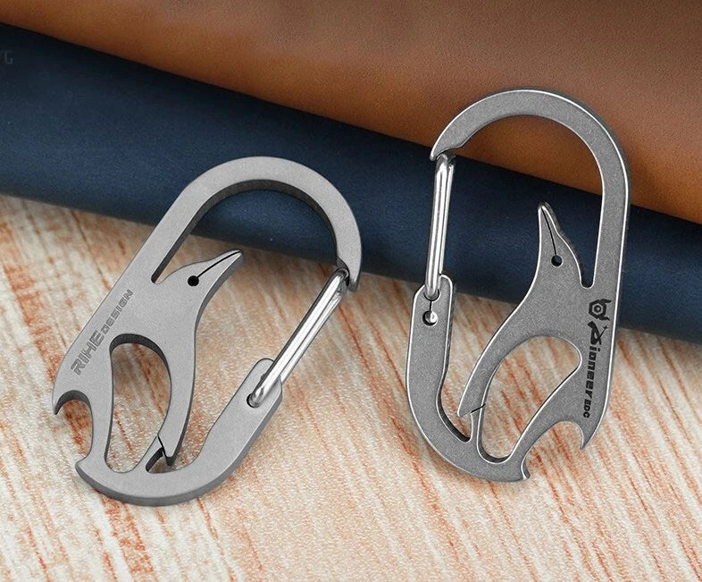 EDC Titanium Alloy Key chain Carabiner Portable Bottle Opener Backpack Buckle 07FC0E-D4 - KOEEK