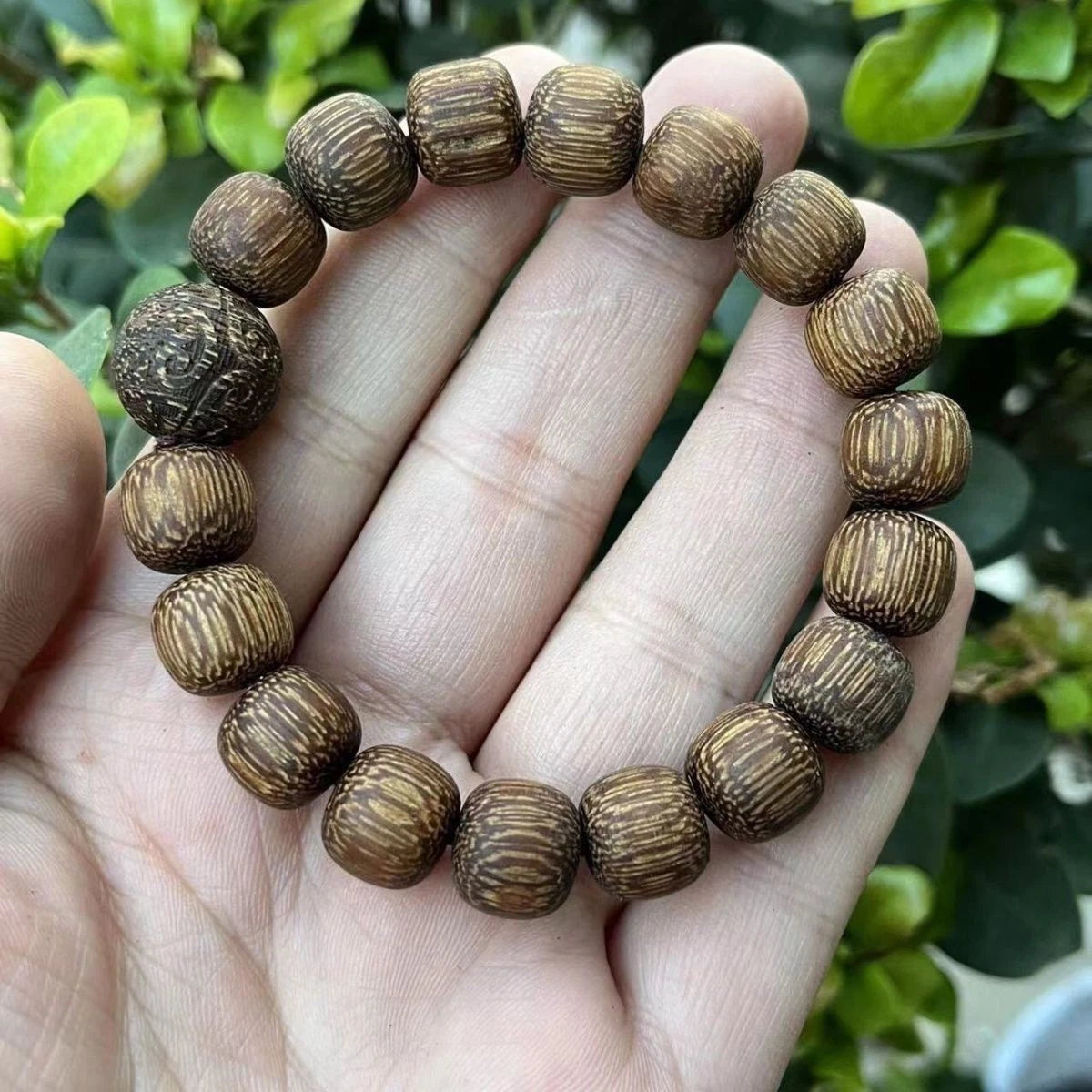 12mm Unisex Mala Dalat Wood Vietnam White Kyara Agarwood Bracelet Barrel Beads 07FC0E-D4 - KOEEK