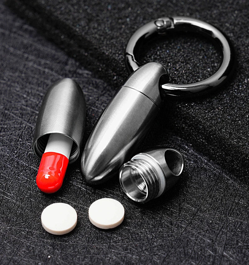 EDC Titanium Alloy Waterproof Pill Storage Box Outdoor Travel Survival Container 07FC0E-D4 - KOEEK