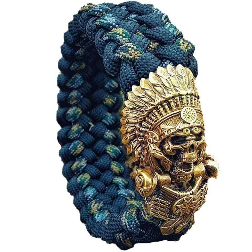 EDC Skull Paracord Bead DIY Pendant Buckle Paracord Lanyard Beads KeyChain 07FC0E-D4 - KOEEK