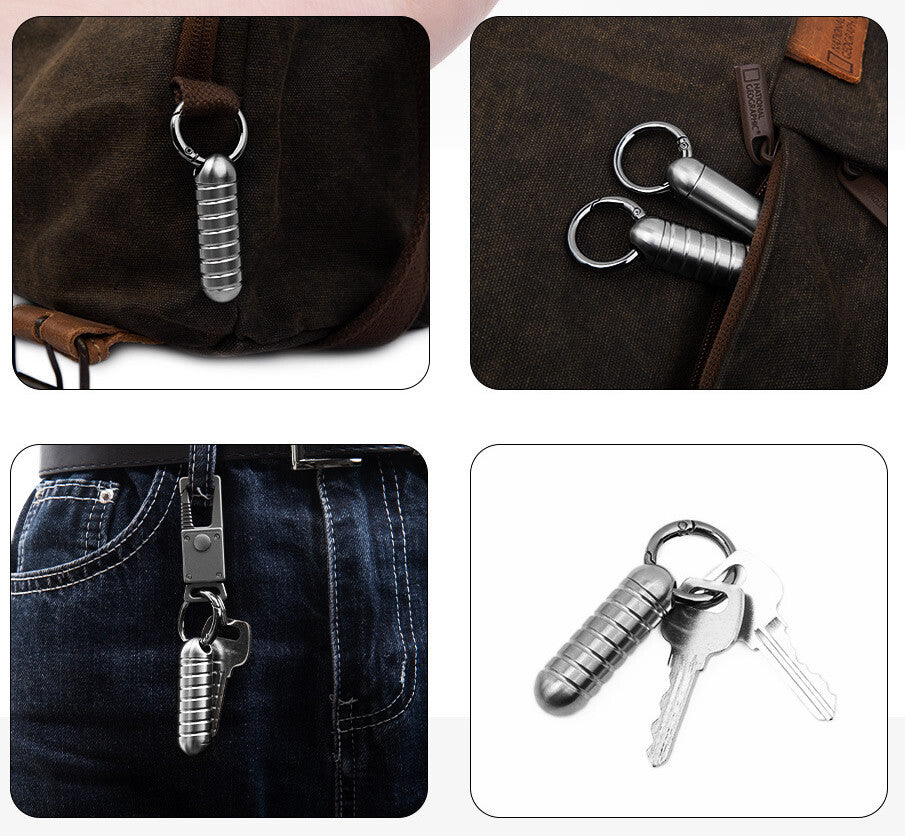 EDC Mini Pure Titanium Waterproof Case Pendant Pill Holder w/ Openable Keyring 07FC0E-D4 - KOEEK
