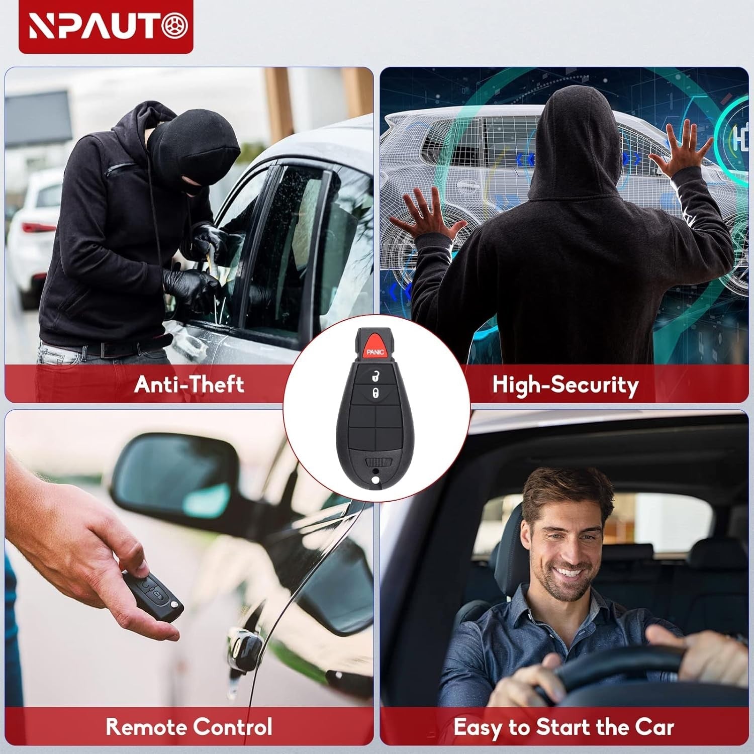 new NPAUTO 2Pcs Key Fob Fobik Remote Replacement for 2008-2020 Dodge Grand black NPAUTO - KOEEK