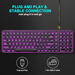 new Large Print Backlit Keyboard, Wired USB Lighted Computer Multi-color 07FC0E-D4 - KOEEK