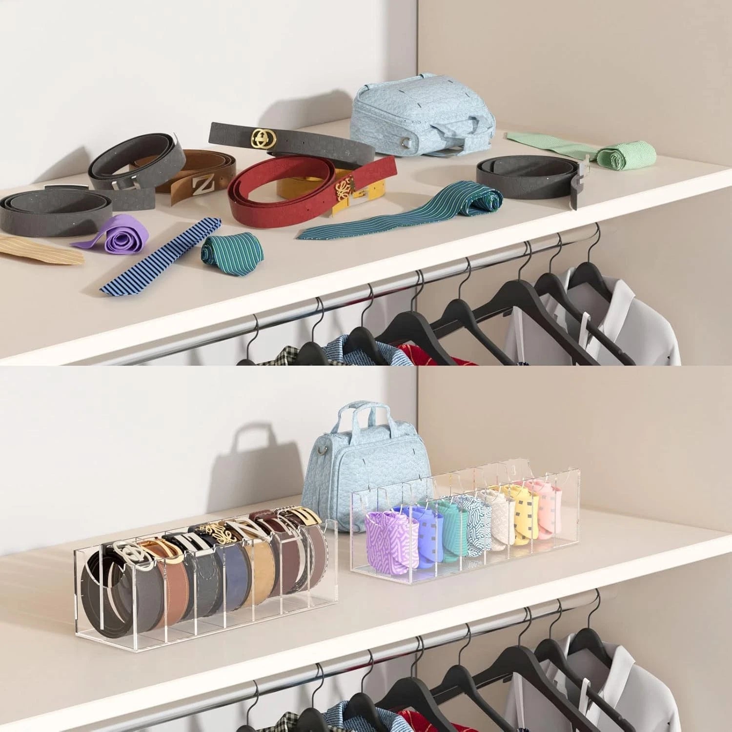 Belt storage box, acrylic display box, storage rack with 4 compartments 07FC0E-D4 - KOEEK