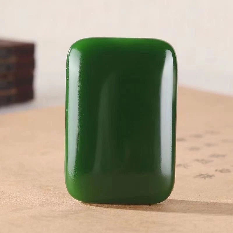 Hetian Jade Rectangular Pendant Mens Green Jade Amulet Necklace Jewelry Gift 07FC0E-D4 - KOEEK