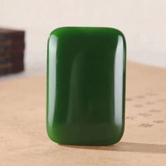 Hetian Jade Rectangular Pendant Mens Green Jade Amulet Necklace Jewelry Gift 07FC0E-D4 - KOEEK