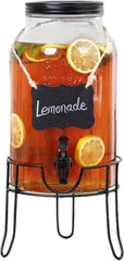 1.5 Gallon Glass Drink Dispensers for Parties,Ice Beverage Dispensers with Stand 07FC0E-D4 - KOEEK