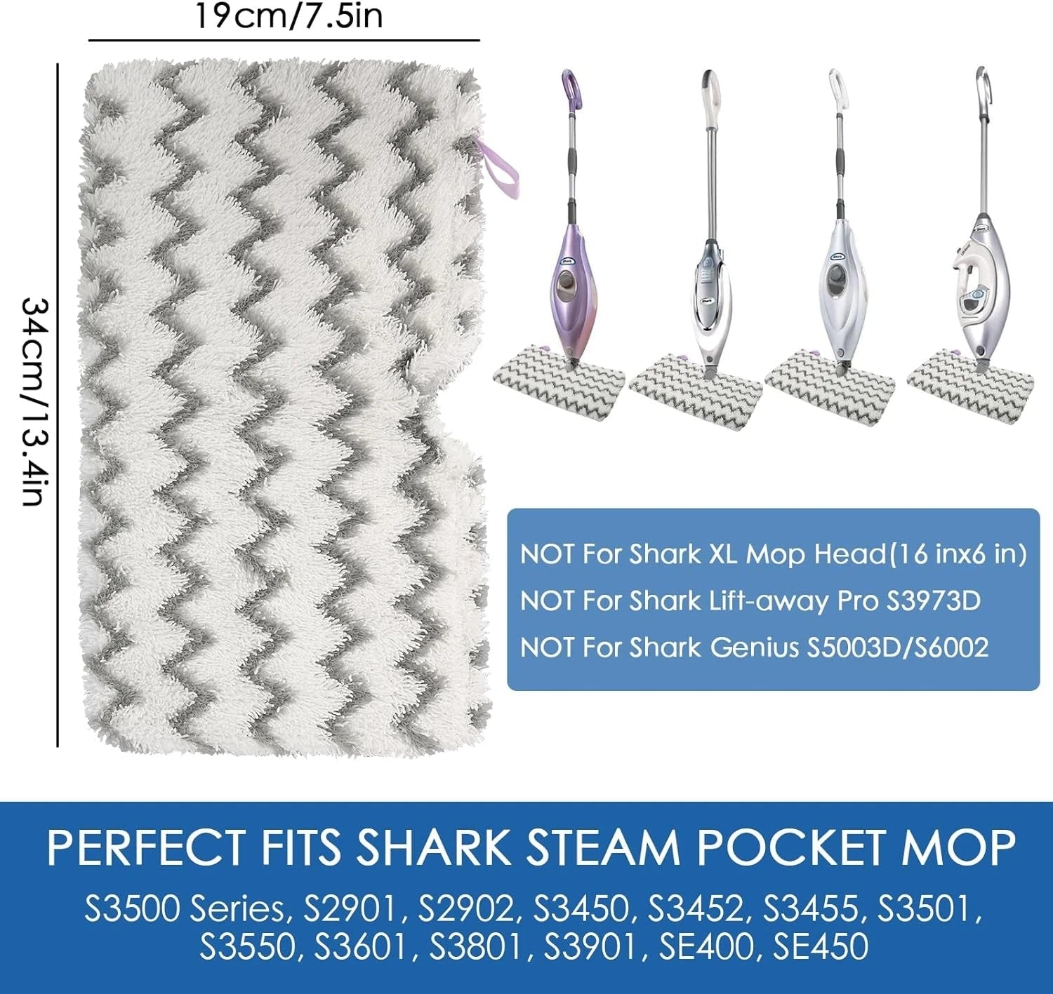 Steam mop pads,replacement pads for steam mops suitable for hard floors,pack of3 07FC0E-D4 - KOEEK