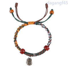 Tibetan Handmade Weaving Bracelet Zakirham Bangle Cotton Rope Silver Amulet 07FC0E-D4 - KOEEK
