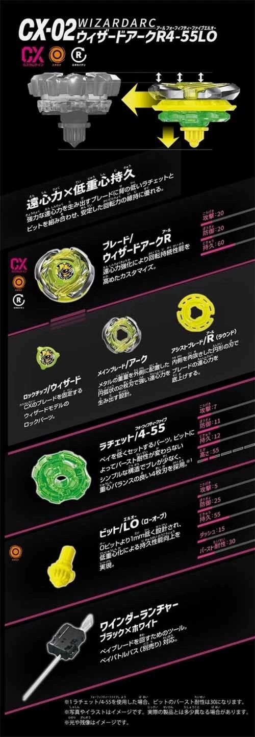 TAKARA TOMY Wizard Arc R4-55LO Set Burst Beyblade X Starter Launcher CX02 Offici TAKARA - KOEEK