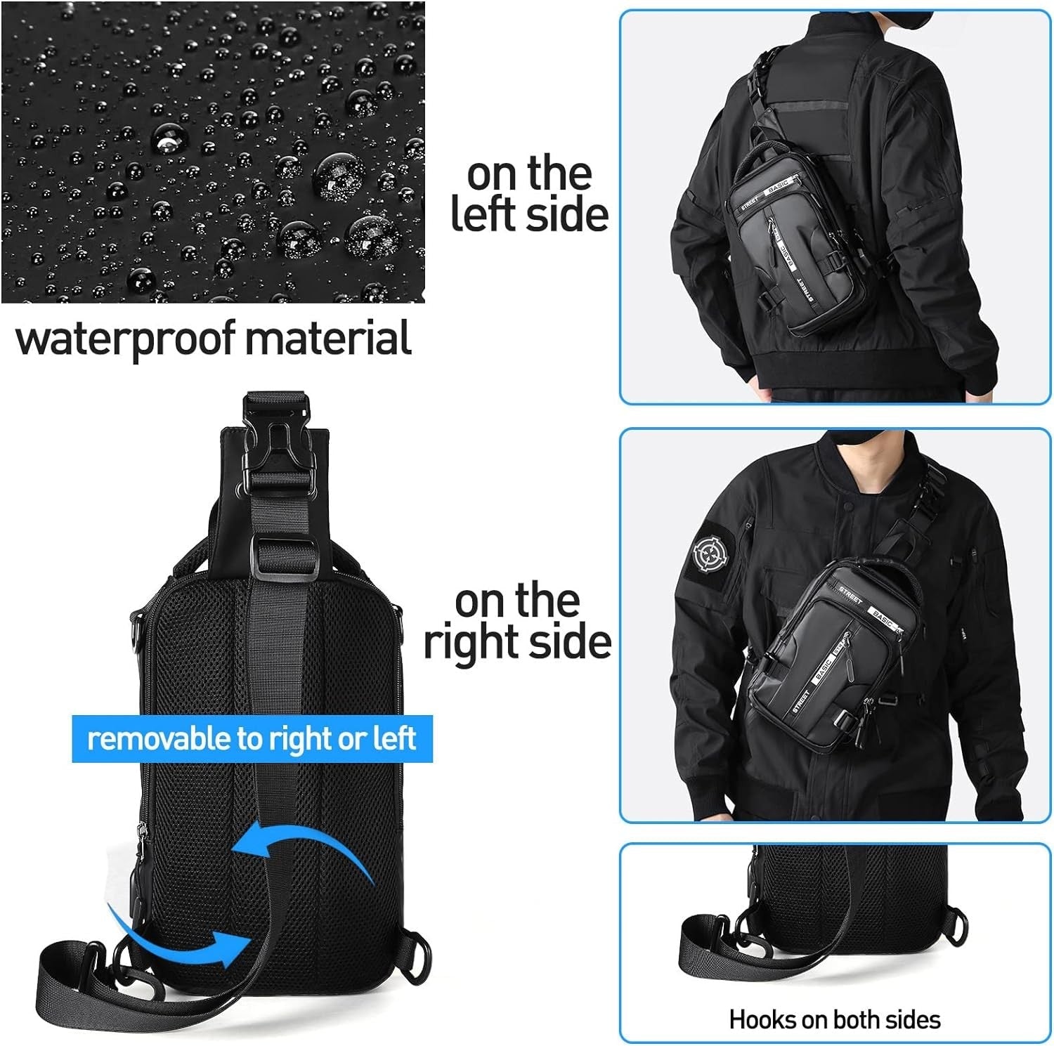 new SEAFEW Anti Theft Sling Crossbody Backpack Shoulder Bag for Men, Black SEAFEW - KOEEK