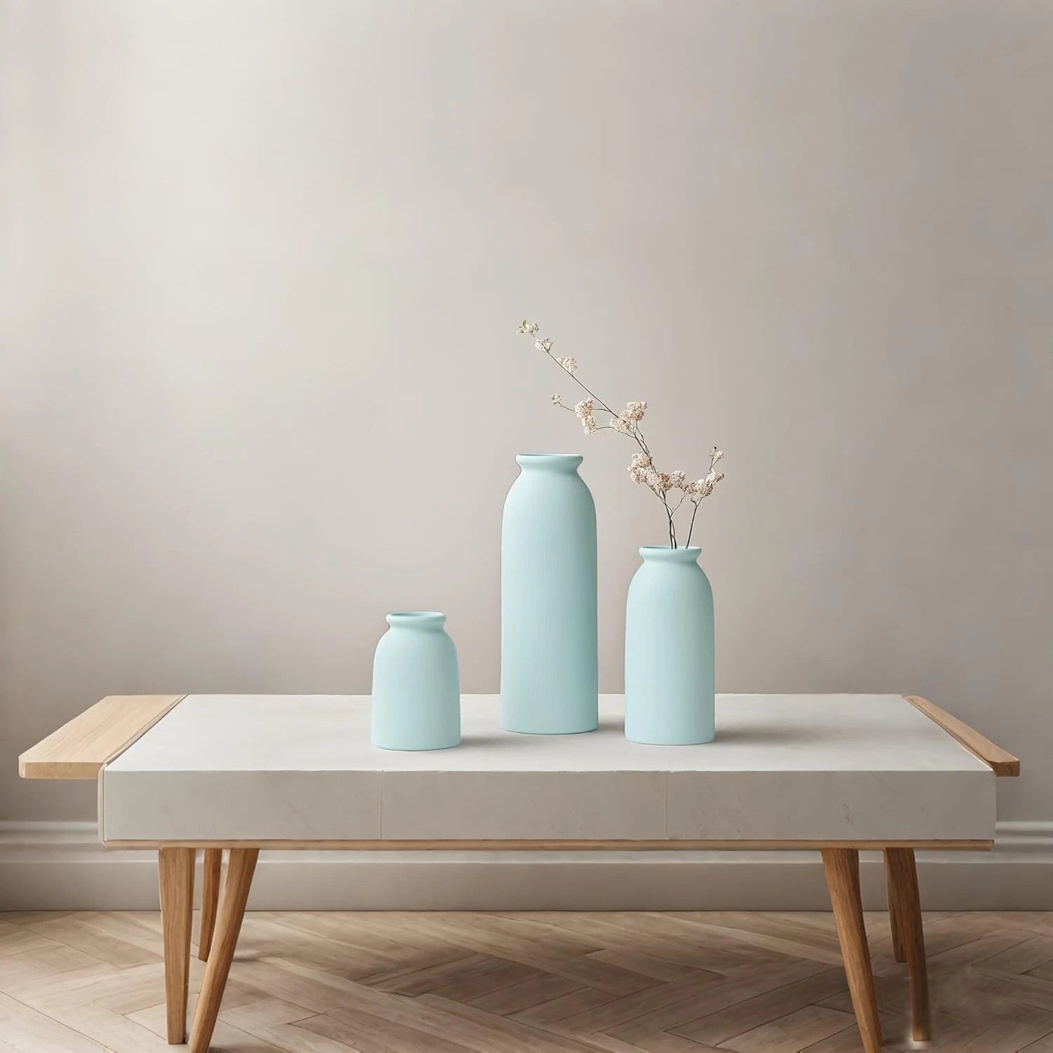 Ceramic Vase Set-3, Small Flower Vases for Decor, Modern Boho Farmhouse Style 07FC0E-D4 - KOEEK