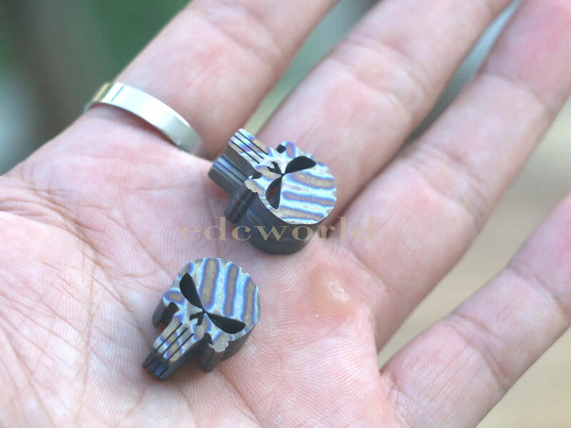 Flame TC4 Titanium Punisher Skull Parachute Cord Lanyard Bead Pendant DZ-01F EDC 07FC0E-D4 - KOEEK