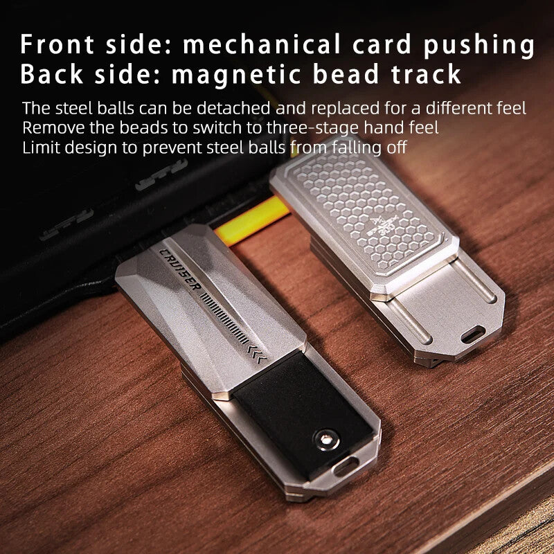 EDC Mechanical Card-pushing Magnetic Slider Stainless Steel Fidget Toys Gift 07FC0E-D4 - KOEEK