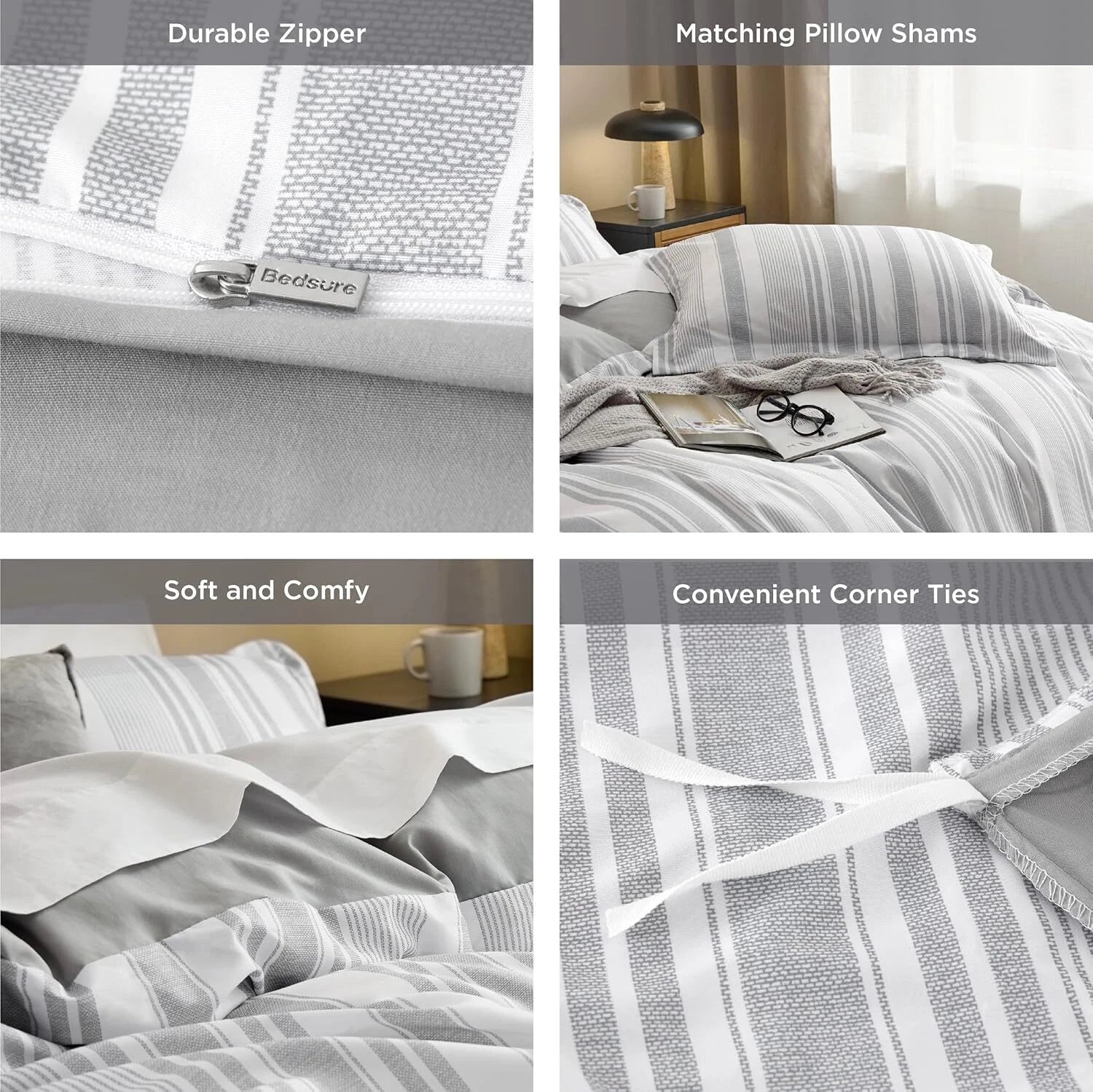 Twin Duvet Cover Kids - Reversible Striped Duvet Cover Set with Zipper Closure 07FC0E-D4 - KOEEK