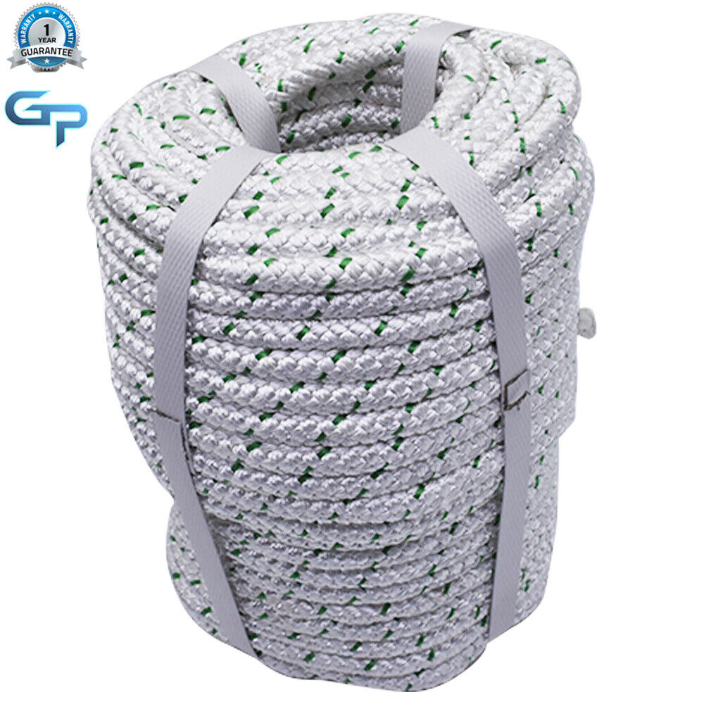 100FT Double Braid Polyester Rope 3/8'' 4800Lbs Breaking Strength