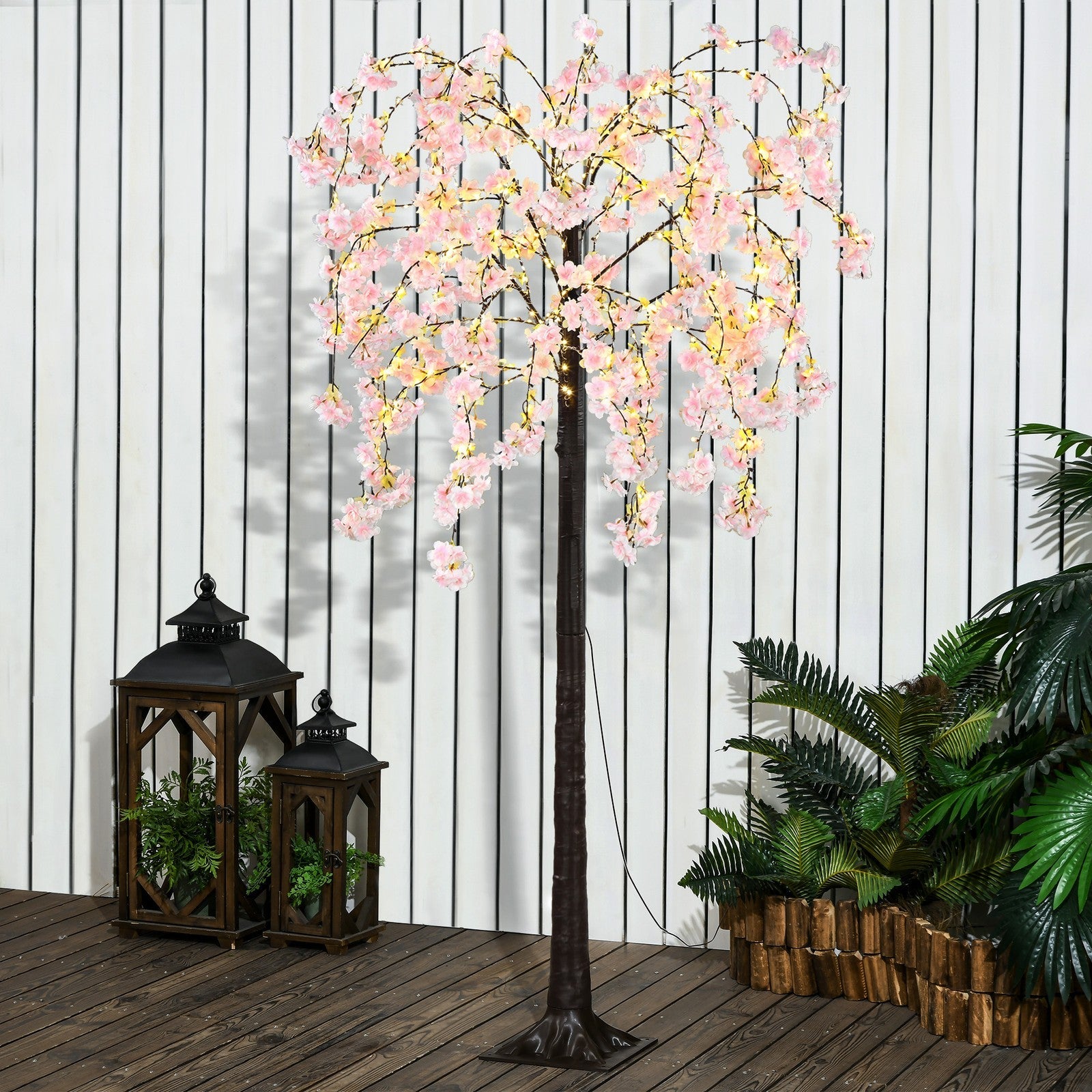 HOMCOM 180cm Cherry Blossom Tree Light with 350 LED Lights Fake Sakura Tree HOMCOM - KOEEK