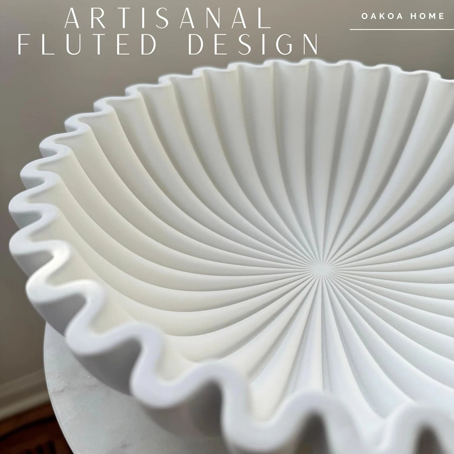 Decorative Bowls - White Decorative Bowls for Home Decor - - Fluted Bowls 07FC0E-D4 - KOEEK