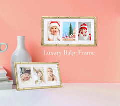 3-2x3 inch golden multi-metal photo frame, three-piece design, set of 2 07FC0E-D4 - KOEEK