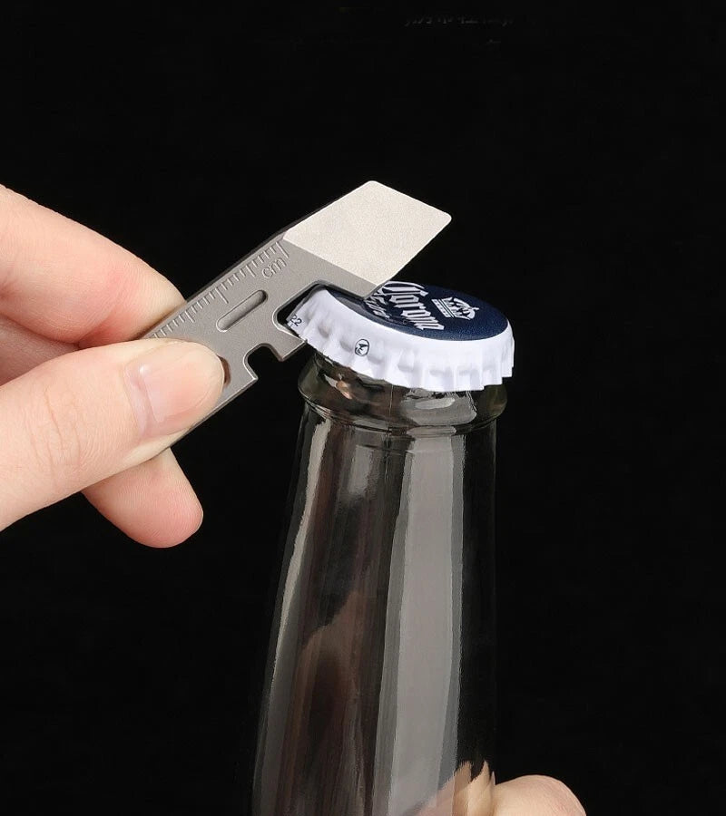 EDC Mini Titanium Alloy Keychain Pry Bar Crowbar Opener Ruler Wrench Multi Tools 07FC0E-D4 - KOEEK