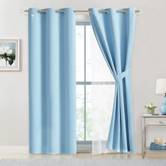 Bujaso sky blue 80% light-blocking curtains, size 37×63 07FC0E-D4 - KOEEK