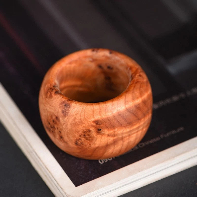 Liangshan Thuja Burl Thumb Ring Band Unisex Handheld Worry Ring 07FC0E-D4 - KOEEK