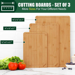 Organic Bamboo Cutting Board Set (for kitchen use), 3 pieces 07FC0E-D4 - KOEEK