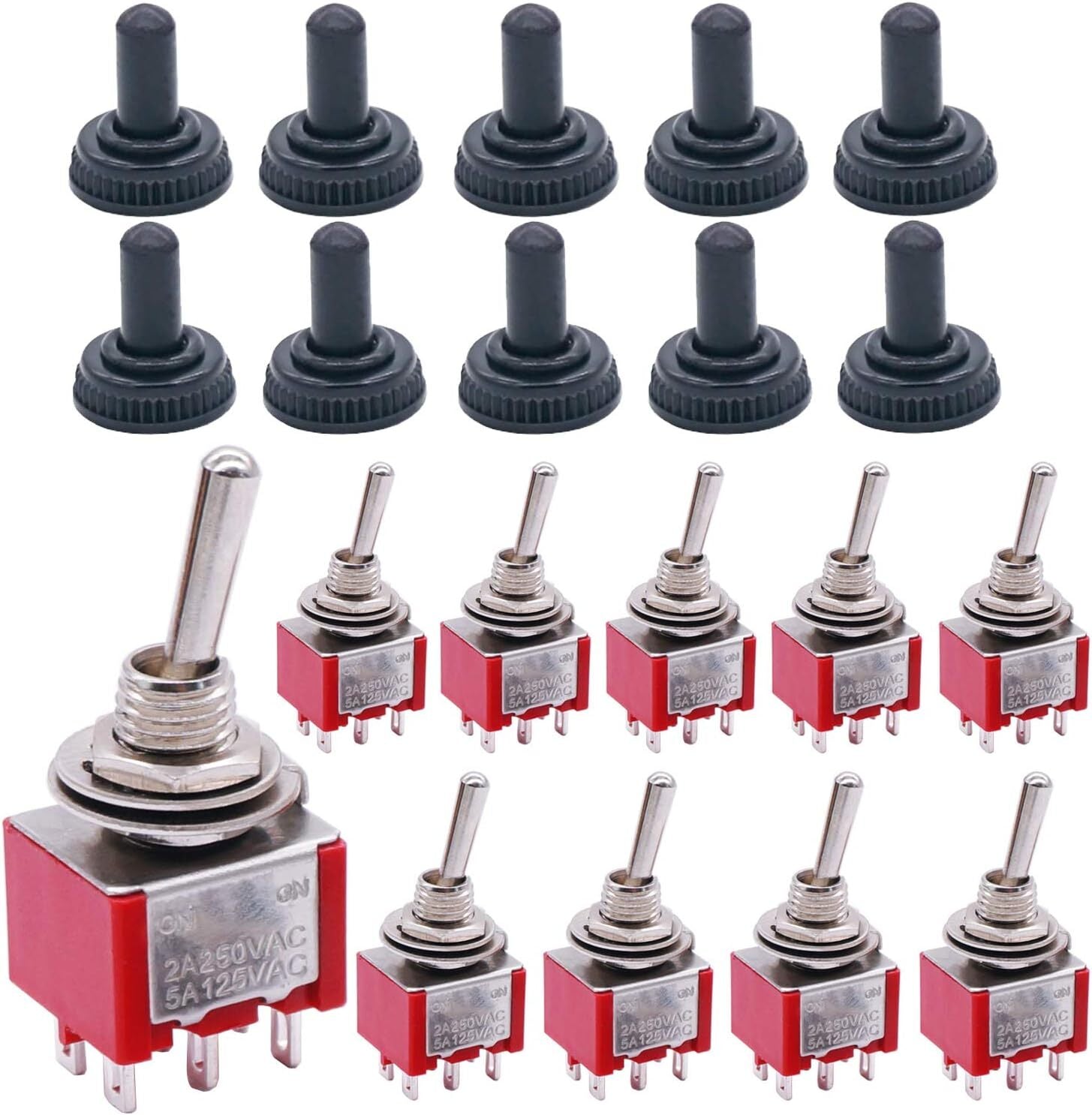 new Twidec/10Pcs Mini Toggle Switch DPDT 2 Position 6 Pins ON-ON AC 6pin TWIDEC - KOEEK