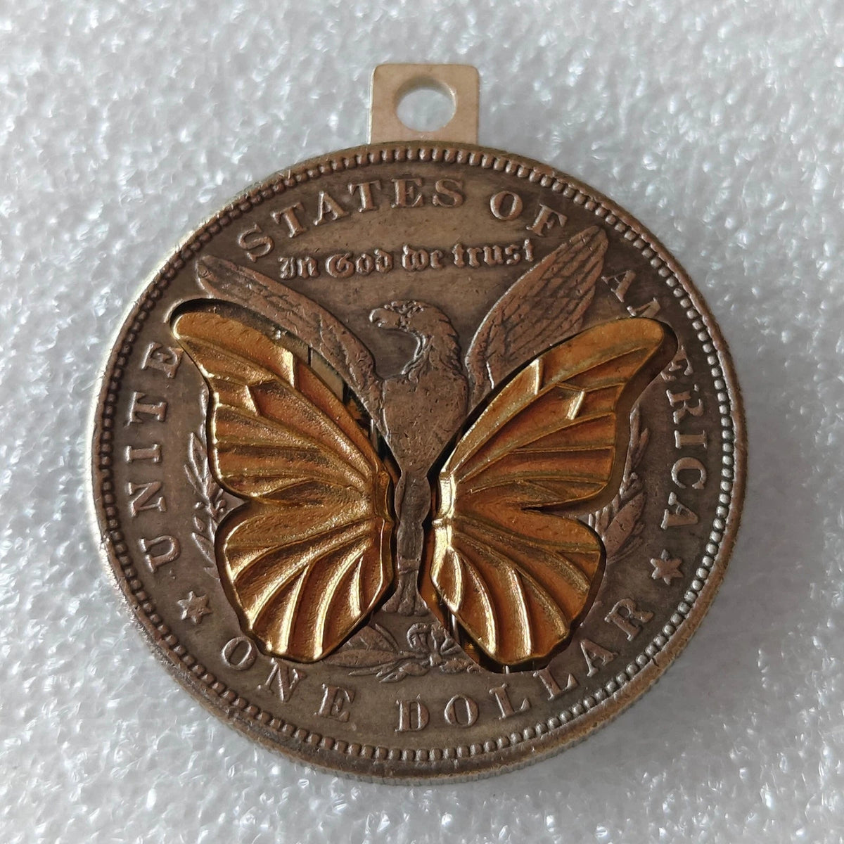 Movable Mechanism Coin " Gold Butterfly" Plated Amazing Hobo Art 07FC0E-D4 - KOEEK