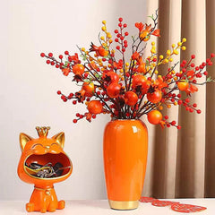 Ceramic Large Vase, Orange 11.8 Inch Tall Floor Vase, Rustic Decorative Vase 07FC0E-D4 - KOEEK