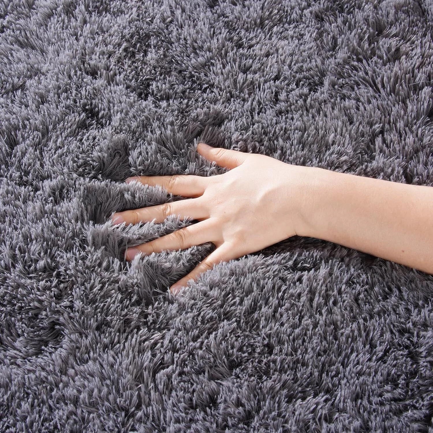 Area Rugs Living Room Grey Rugs for Bedroom 4x6 Carpet Fluffy Fuzzy Soft Shag 07FC0E-D4 - KOEEK