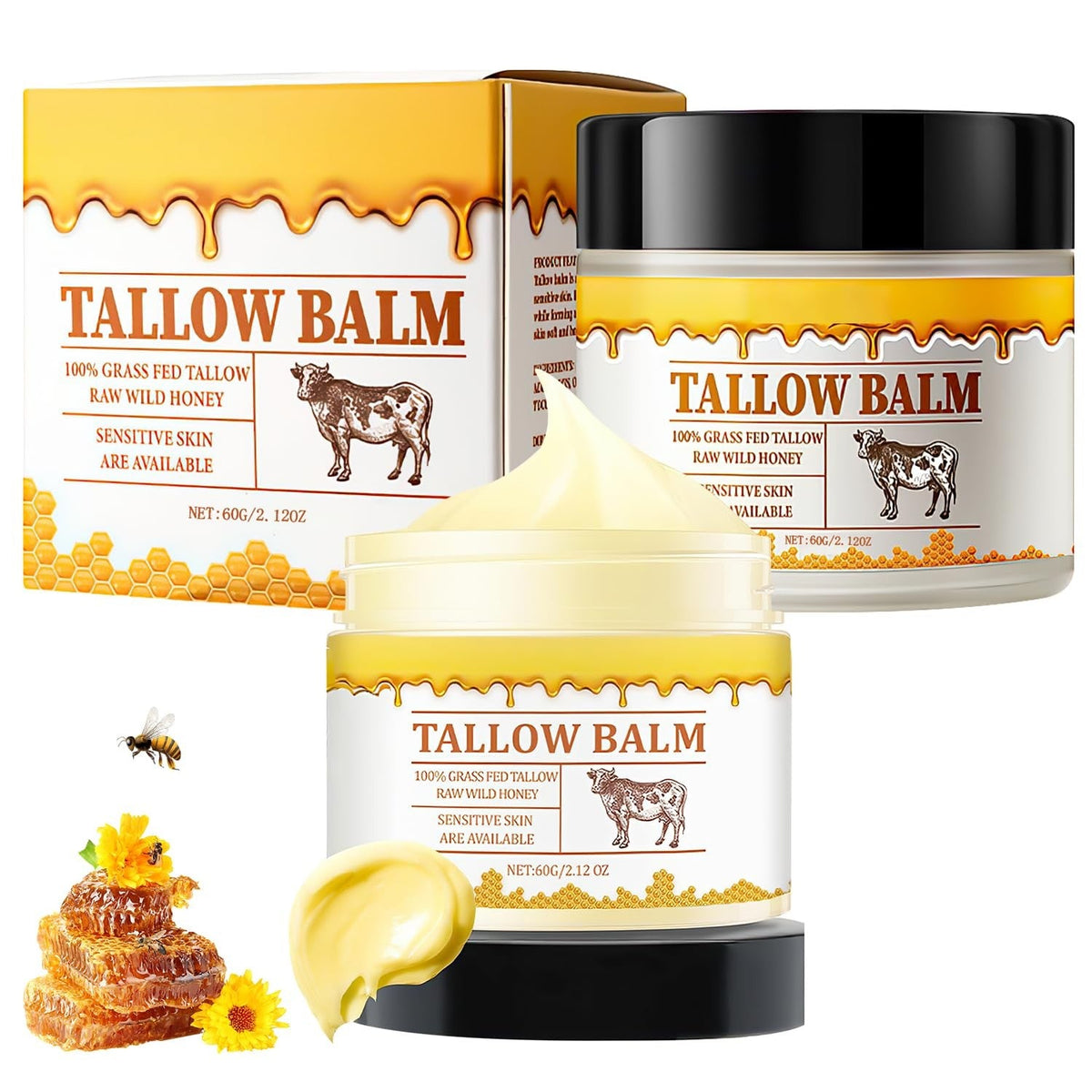 new Tallow and Honey Balm,Whipped Balm,Premium Beef Wild... 07FC0E-D4 - KOEEK