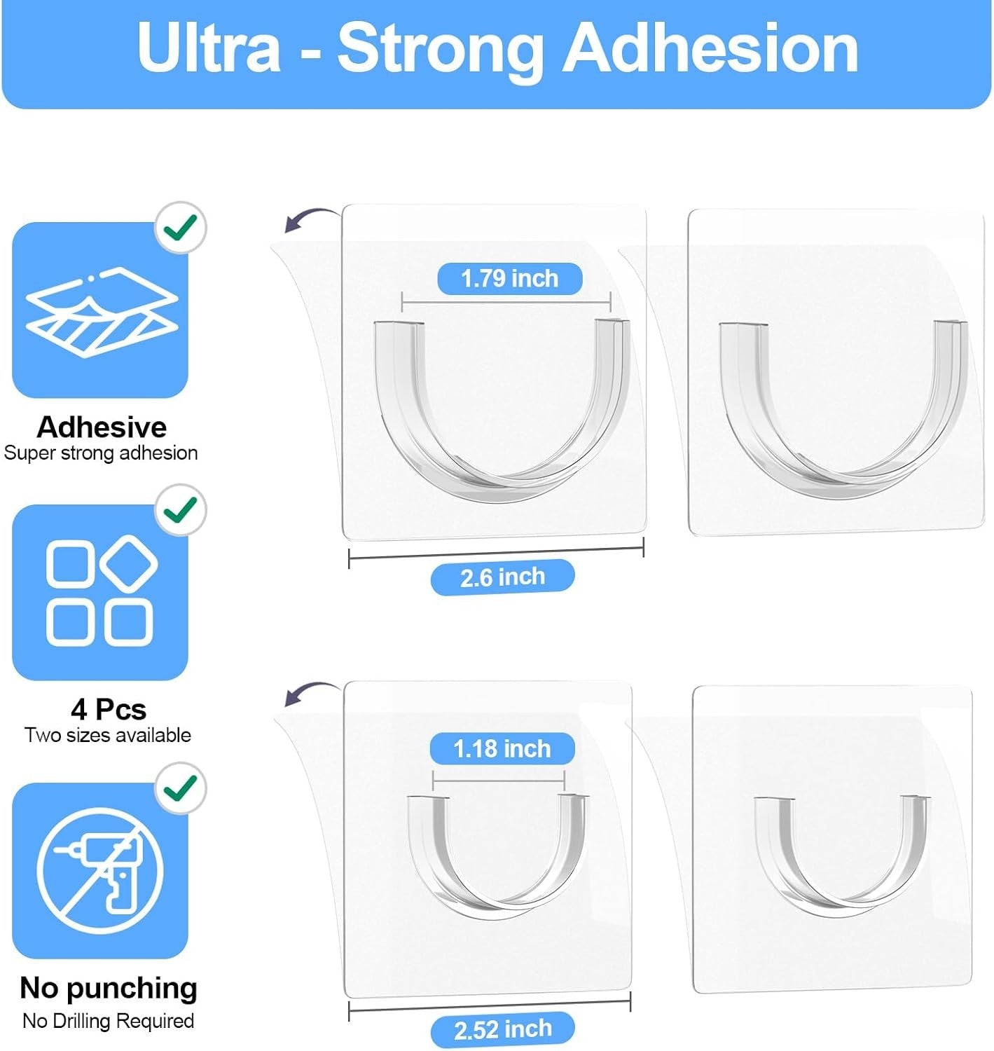 new Shower Rod Holder with Strong Adhesive, 4 Pack Curtain Clear 07FC0E-D4 - KOEEK