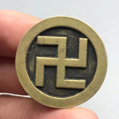 26mm China Old Pure Copper Swastika Coin Pendant Amulet  Coin Collection 07FC0E-D4 - KOEEK