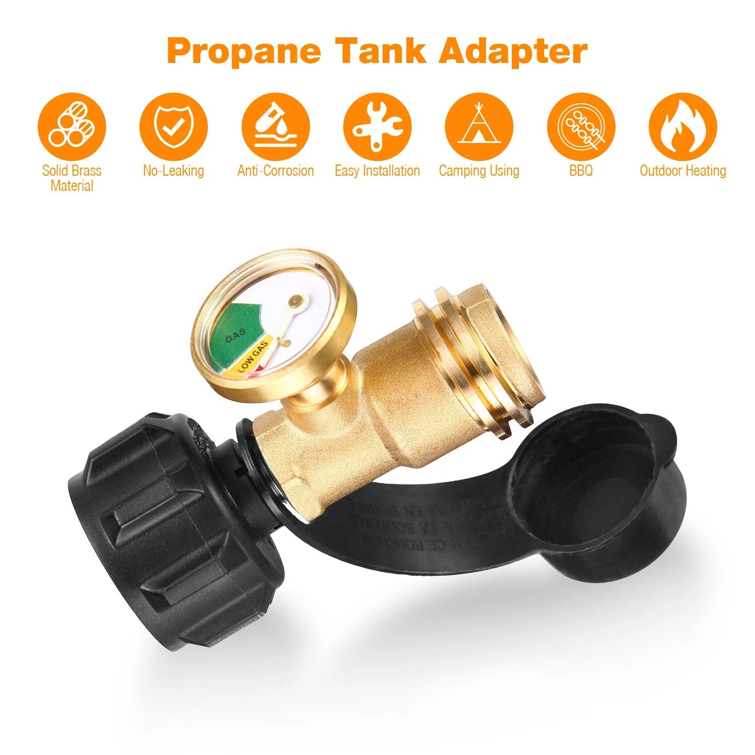 Propane Tank Gauge Brass Adapter RV Pressure Gas Level Meter BBQ Indicator 07FC0E-D4 - KOEEK