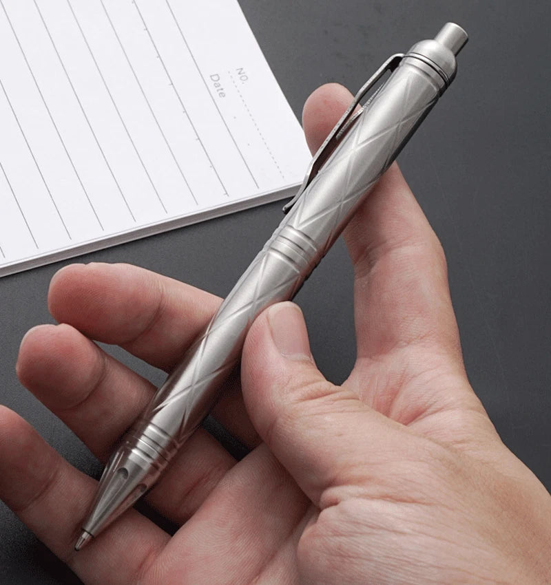 EDC Practical Stainless Steel Ballpoint Pen Signature Pens with 5pcs G2 Refills 07FC0E-D4 - KOEEK