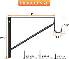 2-piece heavy-duty wardrobe shelf and clothes rail bracket, black steel 07FC0E-D4 - KOEEK