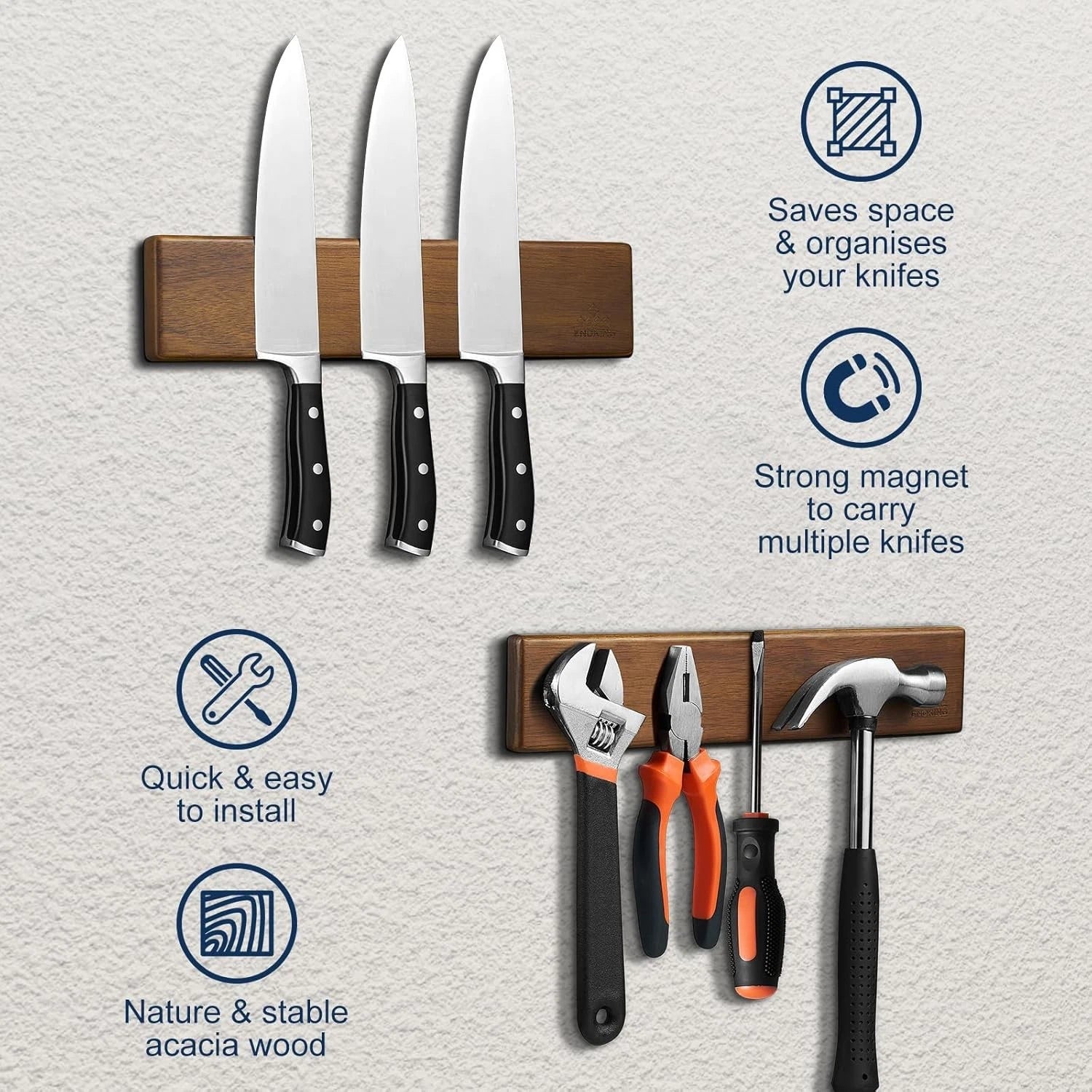 Magnetic Knife Holder for Wall, 10 Inch Powerful Magnetic Knife Holder 07FC0E-D4 - KOEEK