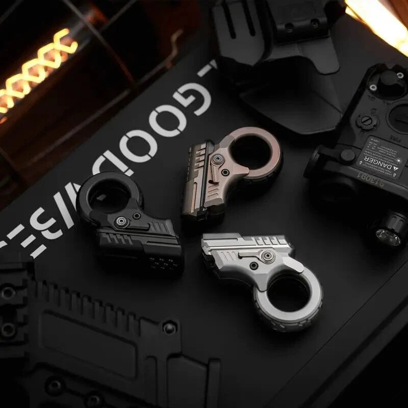 Azu EDC Flip Pushing Slider Gun Fidget Spinner Push Card Ratchet Fingertip Toys 07FC0E-D4 - KOEEK