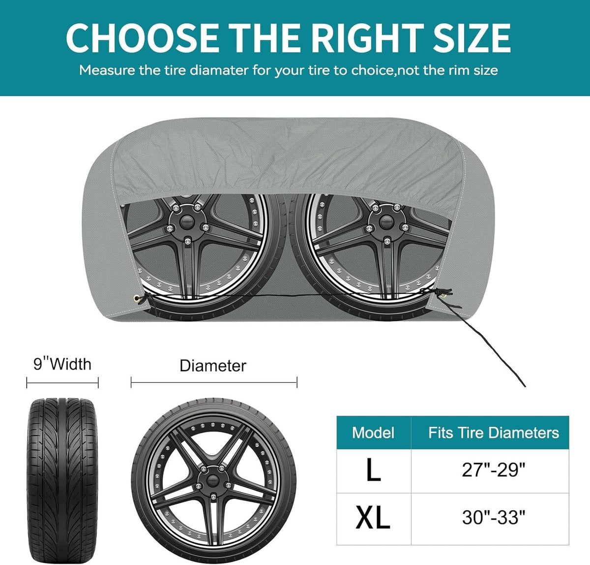 new Tuszom Tearproof Anti-UV Dual Wheel Tire Covers for RV, 27 - 29 inch, Gray TUSZOM - KOEEK