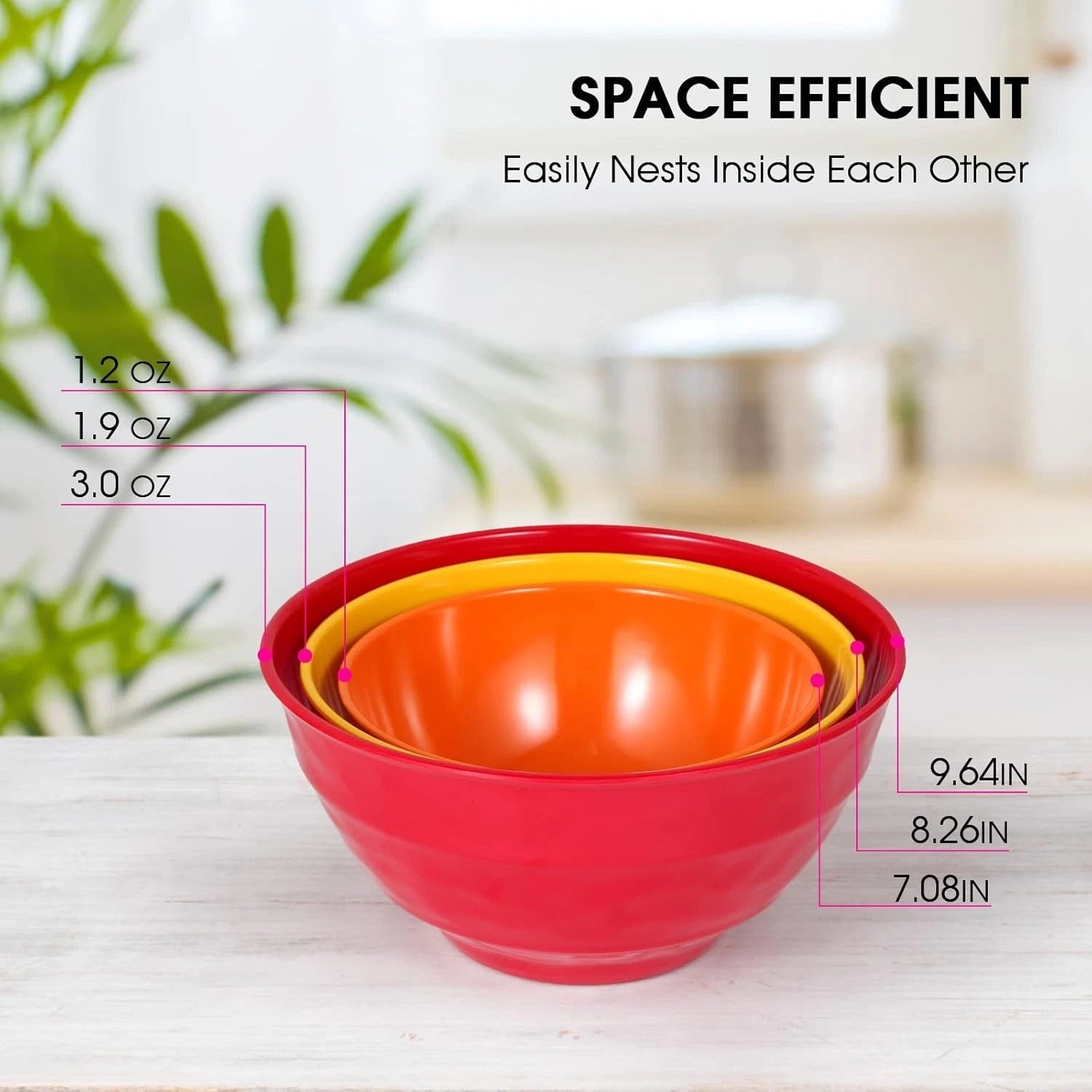 Mixing bowl set with lids,melamine nesting bowl set for pasta baking saladmixing 07FC0E-D4 - KOEEK