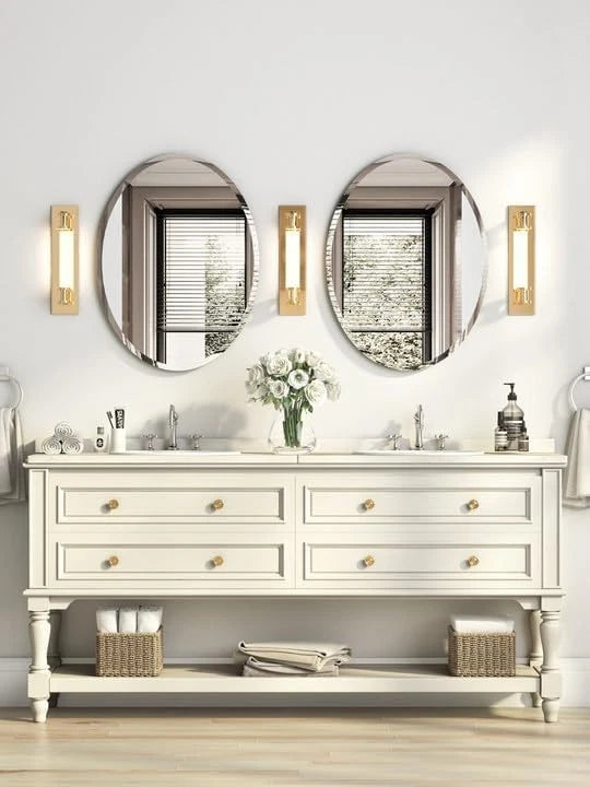 Bathroom Mirror for Over Sink-Oval Frameless Mirro -Beveled Polished Wall Mirror 07FC0E-D4 - KOEEK