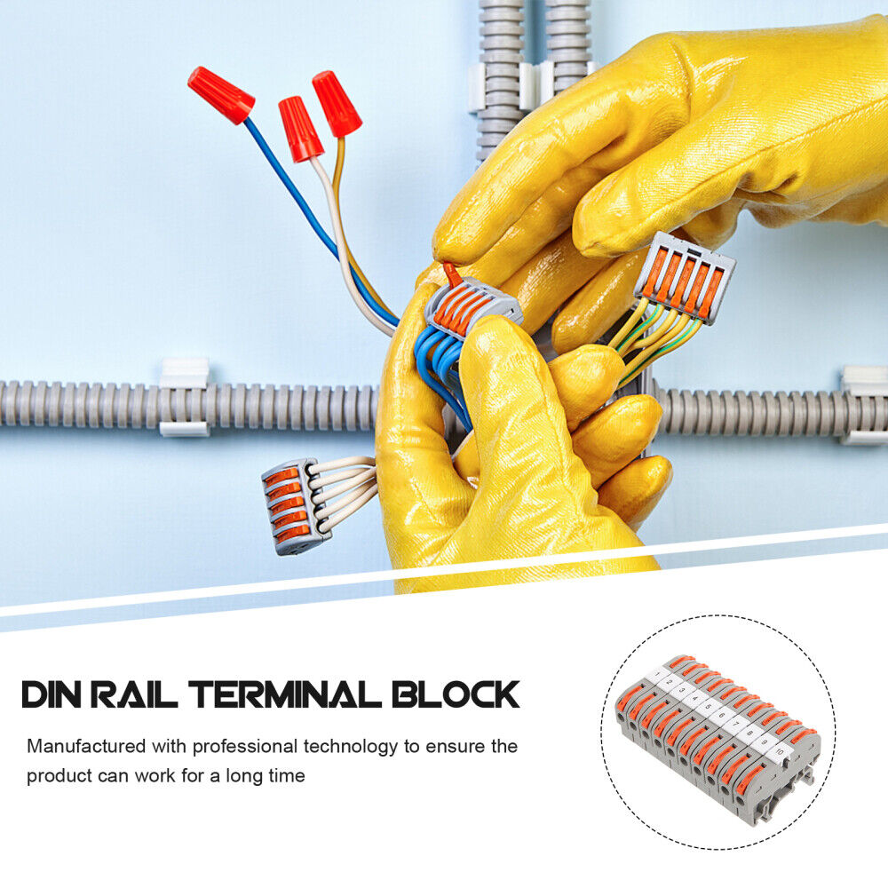 nye 10 sett Din Rail Terminal Blocks Wire Kit Skjøtekoblinger Leverage