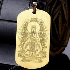 Copper Taoist Jade Emperor Pendant Necklace Amulet Charm Vintage Mens 07FC0E-D4 - KOEEK