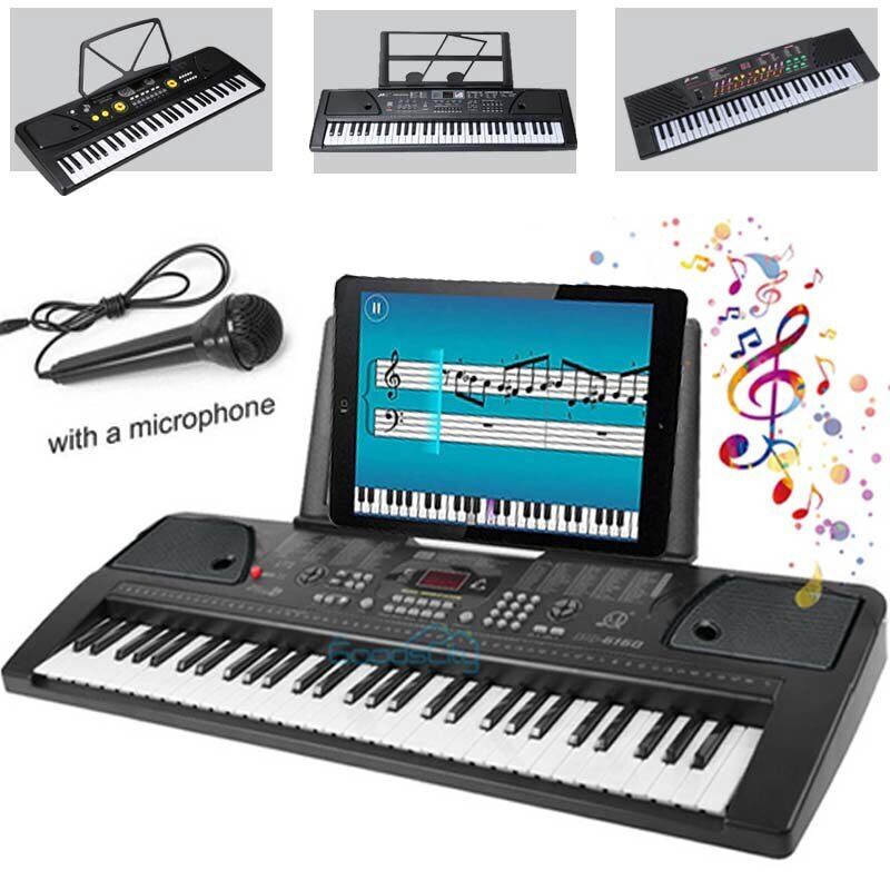 ny 61-tangenters digital musikk Piano Keyboard Elektronisk musikkinstrumentstativ og mikrofon