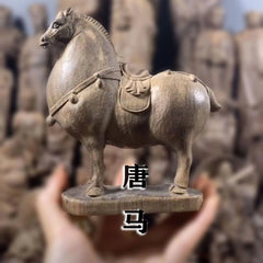 14cm Tang Horse Agarwood Wood Carving Figurine Feng Shui Office Decor 07FC0E-D4 - KOEEK