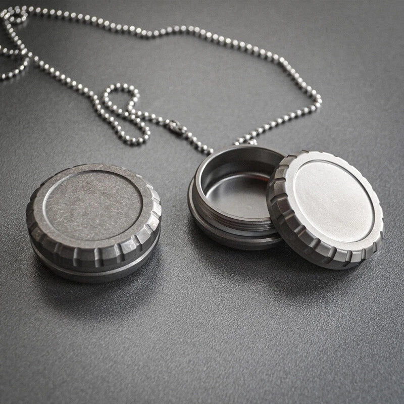 EDC Titanium Alloy Waterproof Case Portable Sealed Medicine Storage Box Pendant 07FC0E-D4 - KOEEK