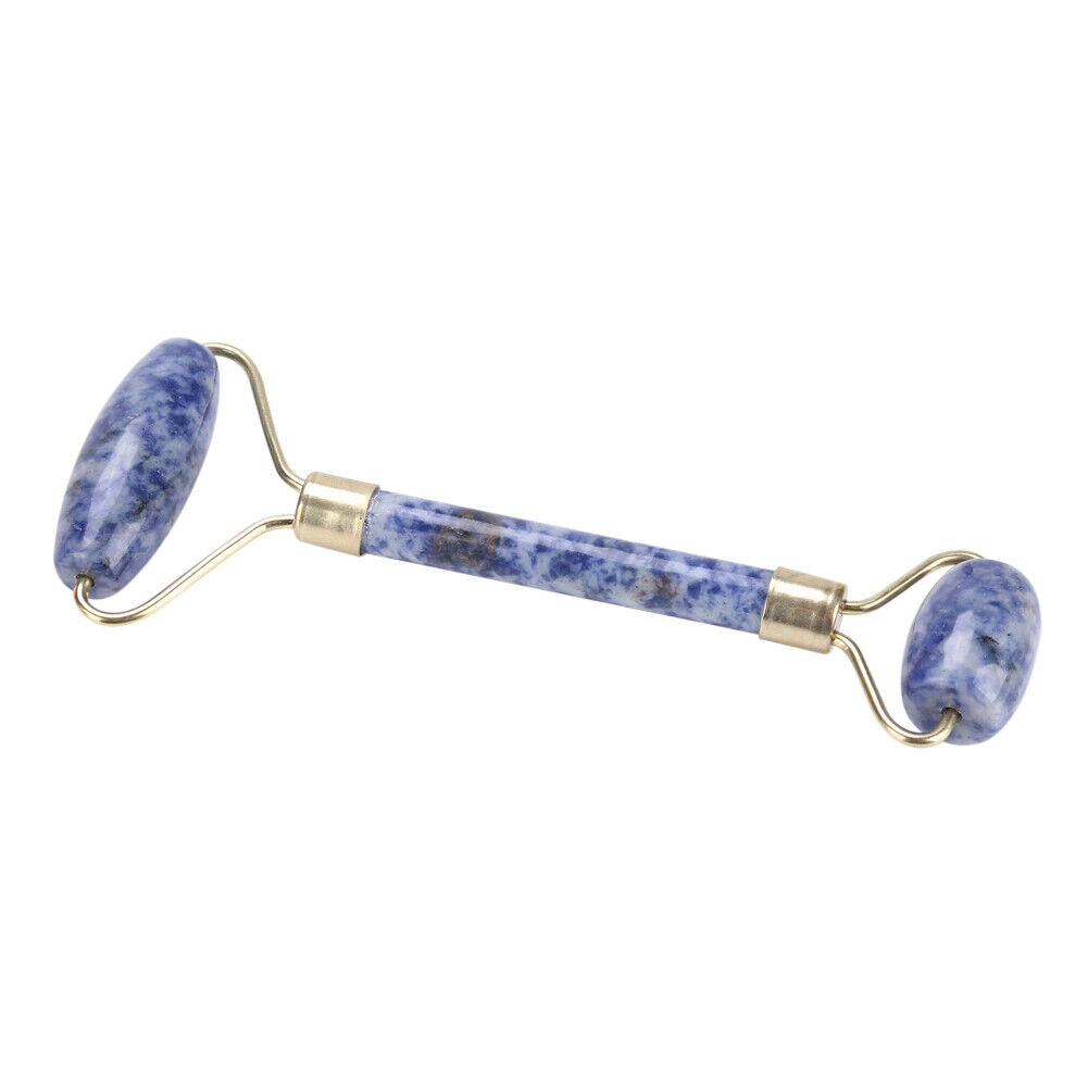 new 1Pc Artificial Jade Doublehead Roller AntiAging Face Eye Neck Massager(Blue) HGF koeek - KOEEK